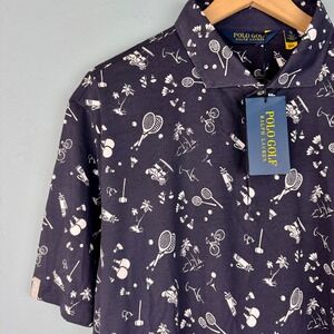 NEW Polo Golf Ralph Lauren Men's XL‎ Blue White Tennis Novelty Cotton Shirt